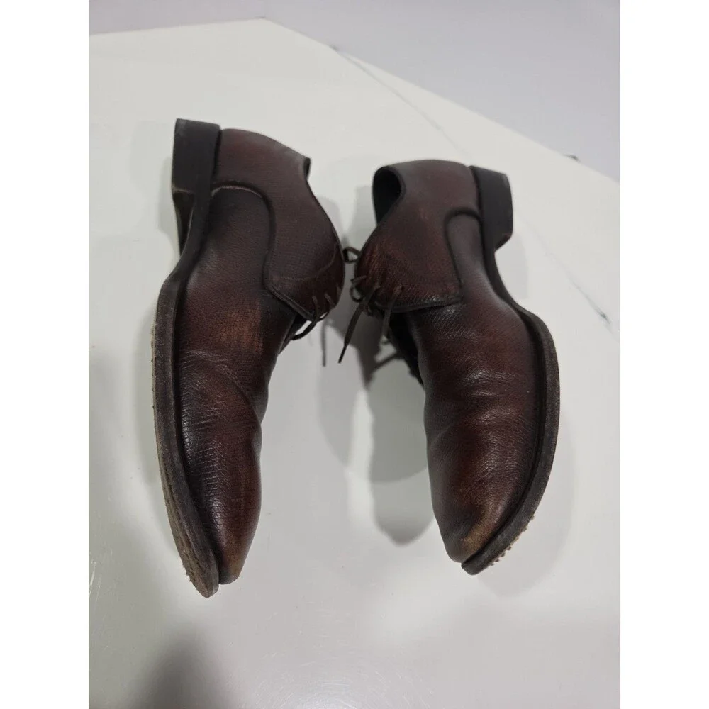 Salvatore Ferragamo Studio Brown Pebbled Leather Oxford Lace-Up Shoes 9 SB7